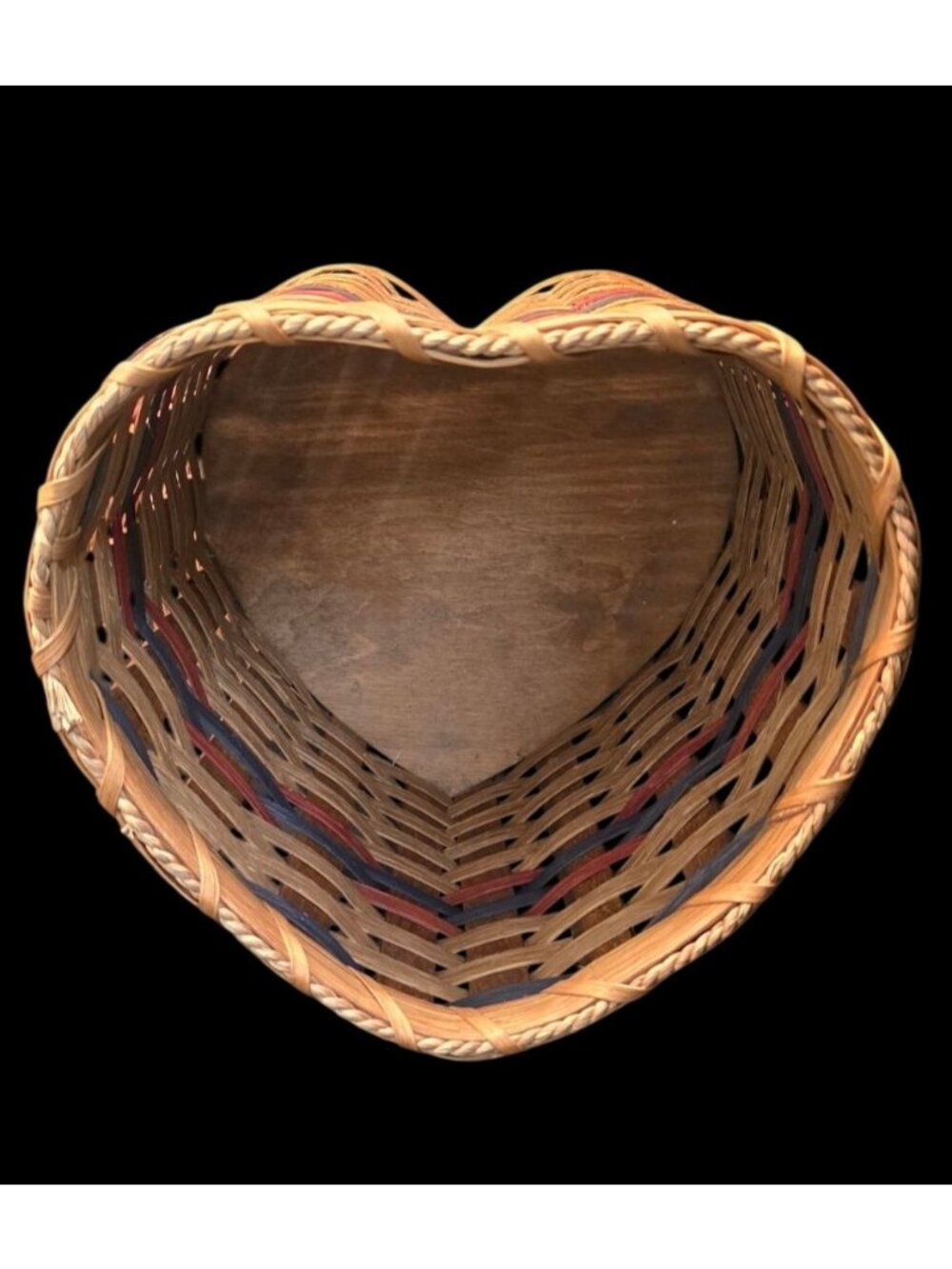 Tall Vintage 10.5" Heart Shaped Basket Primitive Cottage Core Decor